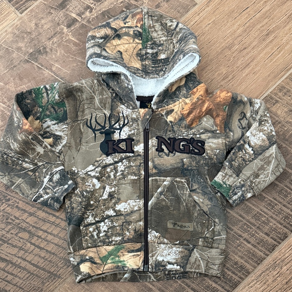 18 Month Toddler's Kings Camo Hooded Zip Sweatshirt - Green/Brown